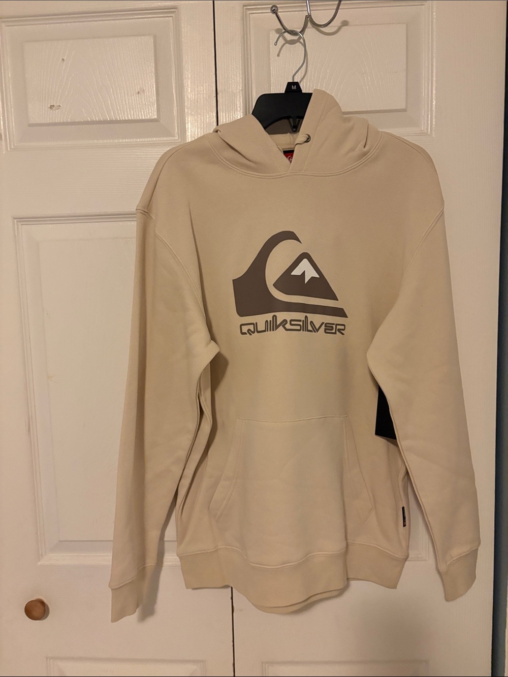 NWT Quiksilver Men's Cream Hoodie with Dark Logo